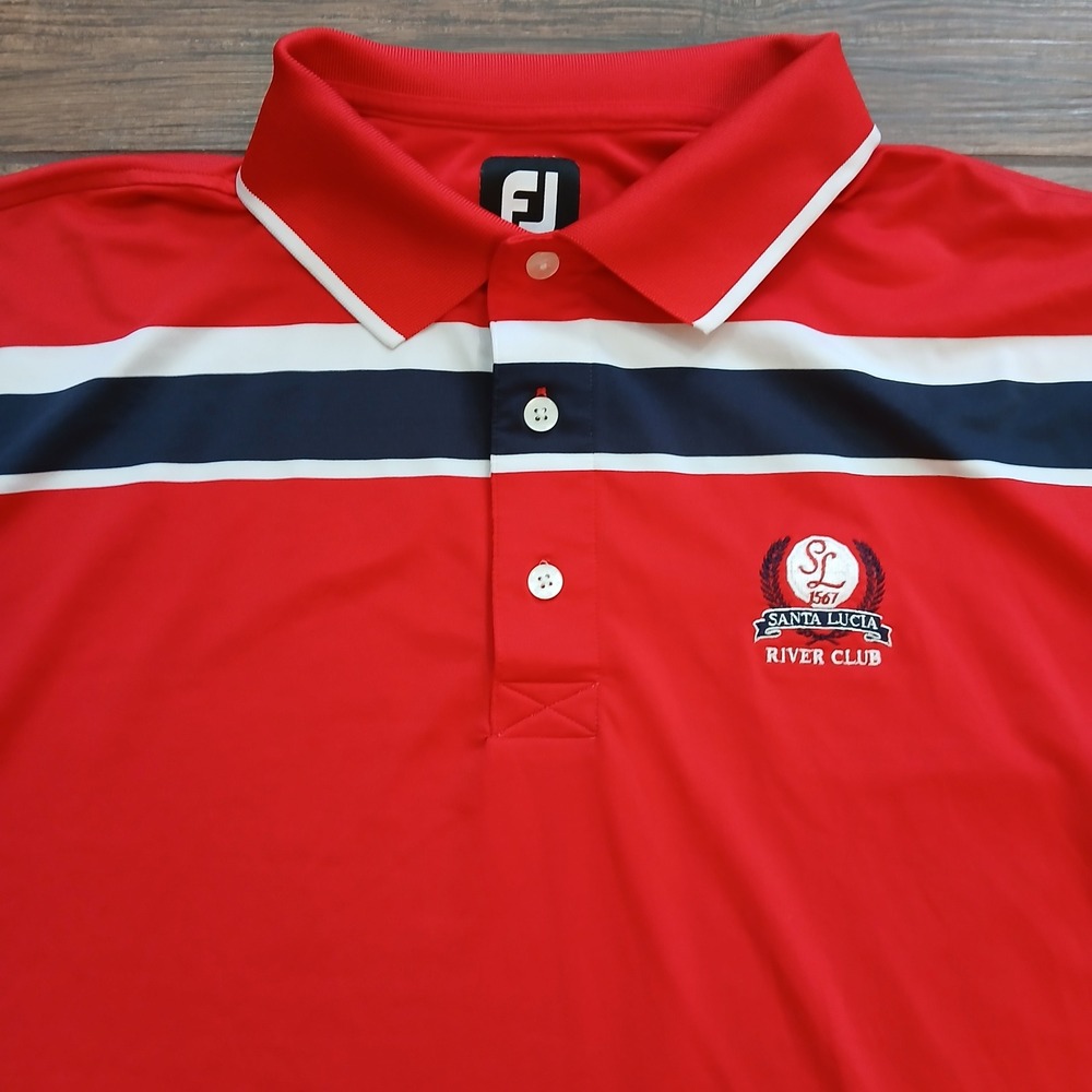 FootJoy Polo Mens Large‎ Red Santa Lucia River Club Performance Stretch Flex